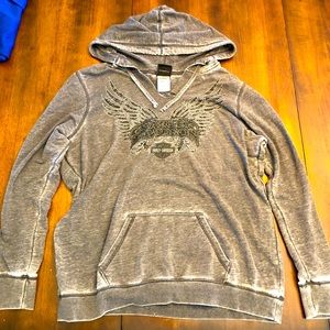 Harley Davidson womens lightweight hooded sweatshirt- super soft cotton -gray XL